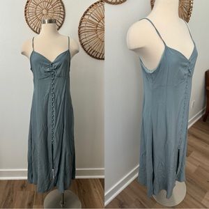 Blue button down midi dress‎